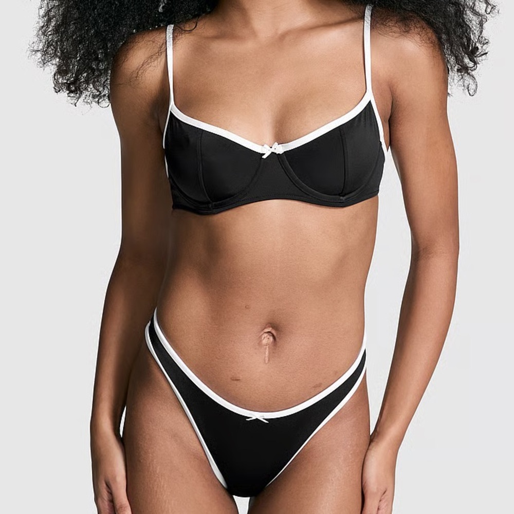 Frankie’s Bikini PINK Victoria's Secret Black and White Set